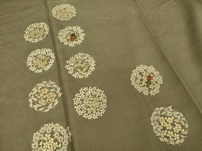 平和屋着物●訪問着　刺繍　花丸文　金彩　ロング丈　正絹　逸品　AABG4028ck