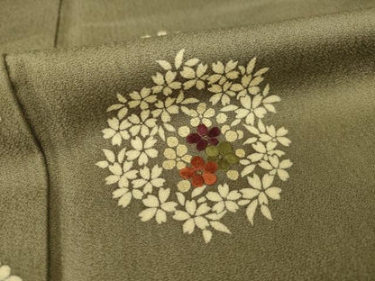 平和屋着物●訪問着　刺繍　花丸文　金彩　ロング丈　正絹　逸品　AABG4028ck