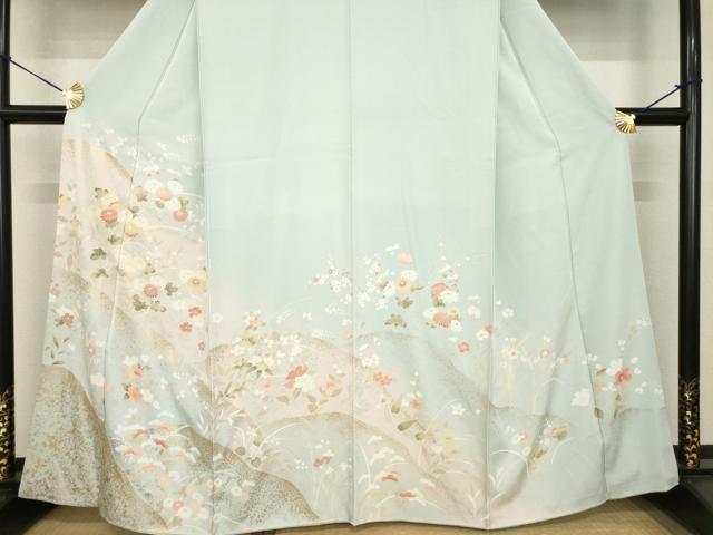 平和屋着物●訪問着　草花文　金彩　やまと誂製　正絹　逸品　AABG4035ck