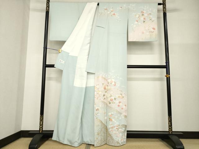 平和屋着物●訪問着　草花文　金彩　やまと誂製　正絹　逸品　AABG4035ck