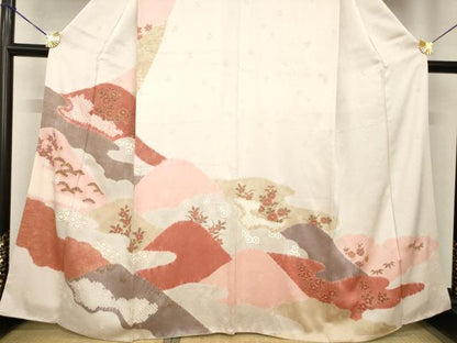 平和屋着物●訪問着　絞り　遠山吉祥花文　正絹　逸品　AABG4037ck
