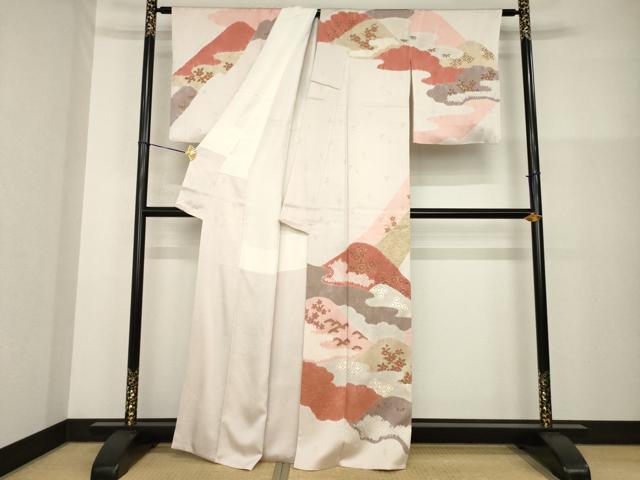 平和屋着物●訪問着　絞り　遠山吉祥花文　正絹　逸品　AABG4037ck