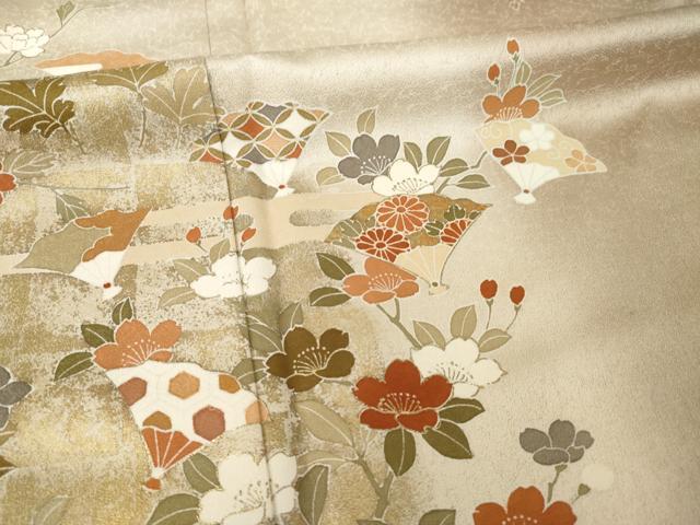 平和屋着物●訪問着　友禅　扇面花文　暈し染め　金彩　ますいわ屋扱い　正絹　逸品　AABG4038ck