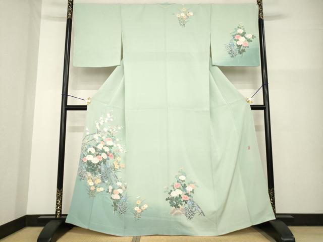平和屋着物●十日町友禅作家　岡村蒼風　訪問着　花籬文　暈し染め　正絹　逸品　未使用　AABG4042ck