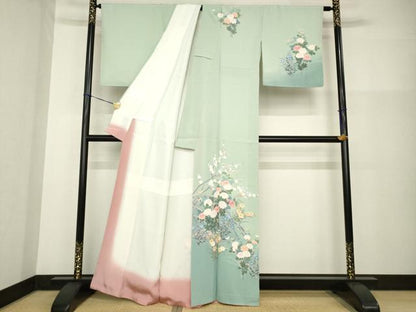 平和屋着物●十日町友禅作家　岡村蒼風　訪問着　花籬文　暈し染め　正絹　逸品　未使用　AABG4042ck