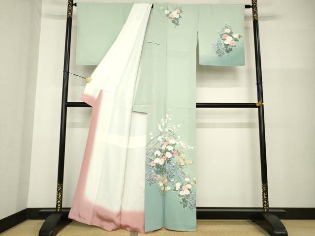 平和屋着物●十日町友禅作家　岡村蒼風　訪問着　花籬文　暈し染め　正絹　逸品　未使用　AABG4042ck