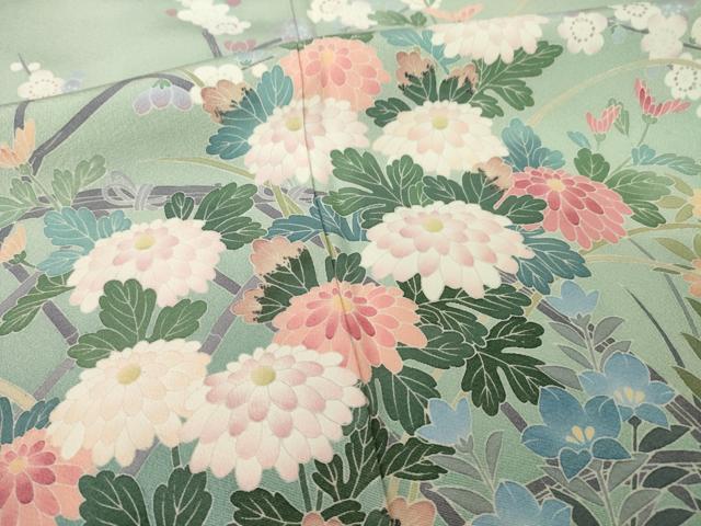 平和屋着物●十日町友禅作家　岡村蒼風　訪問着　花籬文　暈し染め　正絹　逸品　未使用　AABG4042ck