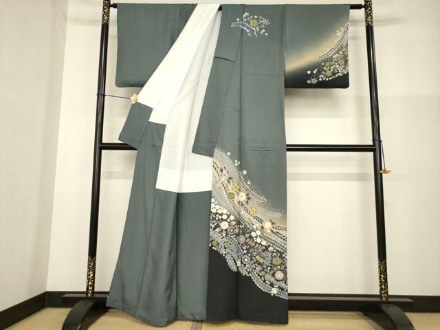 平和屋着物●訪問着　辻が花　舞花文　暈し染め　金彩　正絹　逸品　AABG4051ck
