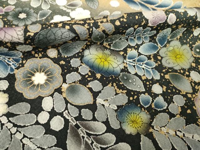 平和屋着物●訪問着　辻が花　舞花文　暈し染め　金彩　正絹　逸品　AABG4051ck