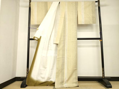 平和屋着物●結城紬　80亀甲　間道　やまと誂製　正絹　逸品　AABG4053ck