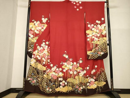 平和屋着物●豪華振袖　吉祥花籬文　暈し染め　正絹　逸品　AABG4055ck