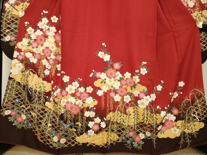 平和屋着物●豪華振袖　吉祥花籬文　暈し染め　正絹　逸品　AABG4055ck