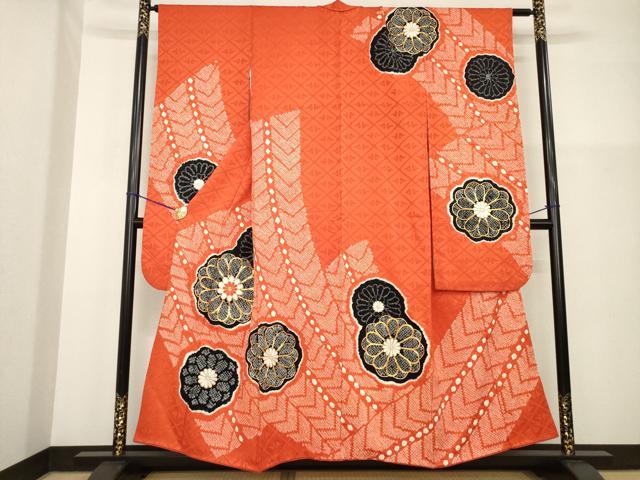 平和屋着物●豪華振袖　駒刺繍　絞り　舞花文　正絹　逸品　AABG4056ck