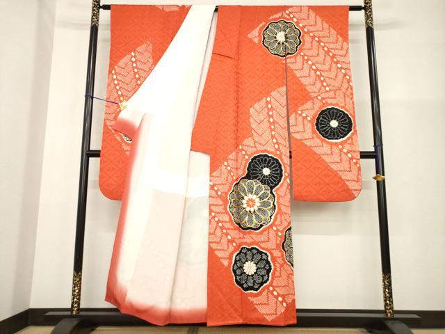平和屋着物●豪華振袖　駒刺繍　絞り　舞花文　正絹　逸品　AABG4056ck