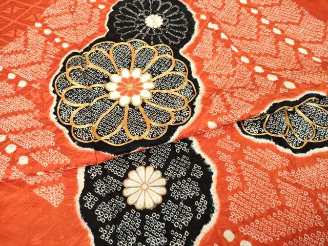 平和屋着物●豪華振袖　駒刺繍　絞り　舞花文　正絹　逸品　AABG4056ck