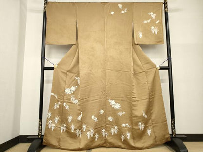 平和屋着物●訪問着　刺繍　草花文　金彩　正絹　逸品　AABG4057ck