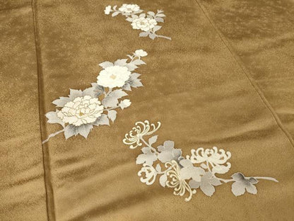 平和屋着物●訪問着　刺繍　草花文　金彩　正絹　逸品　AABG4057ck
