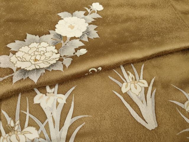 平和屋着物●訪問着　刺繍　草花文　金彩　正絹　逸品　AABG4057ck