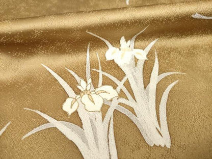 平和屋着物●訪問着　刺繍　草花文　金彩　正絹　逸品　AABG4057ck