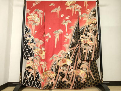 平和屋着物●豪華振袖　扇面吉祥花文　高島屋扱い　正絹　逸品　AABG4059ck