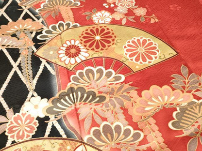 平和屋着物●豪華振袖　扇面吉祥花文　高島屋扱い　正絹　逸品　AABG4059ck