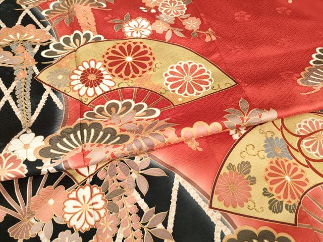 平和屋着物●豪華振袖　扇面吉祥花文　高島屋扱い　正絹　逸品　AABG4059ck