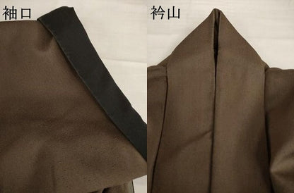 平和屋着物●男性　お召　色無地　赤墨色　正絹　逸品　AABG4060ck