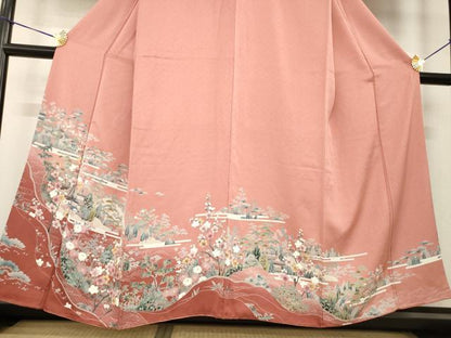 平和屋着物●訪問着　風景花文　暈し染め　正絹　逸品　AABG4061ck