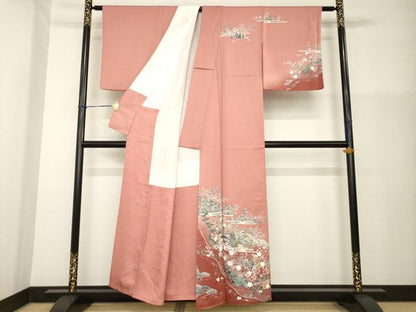 平和屋着物●訪問着　風景花文　暈し染め　正絹　逸品　AABG4061ck