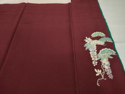 平和屋着物●豪華振袖　駒刺繍　御所車女人花文　暈し染め　金彩　正絹　逸品　AABG4064ck