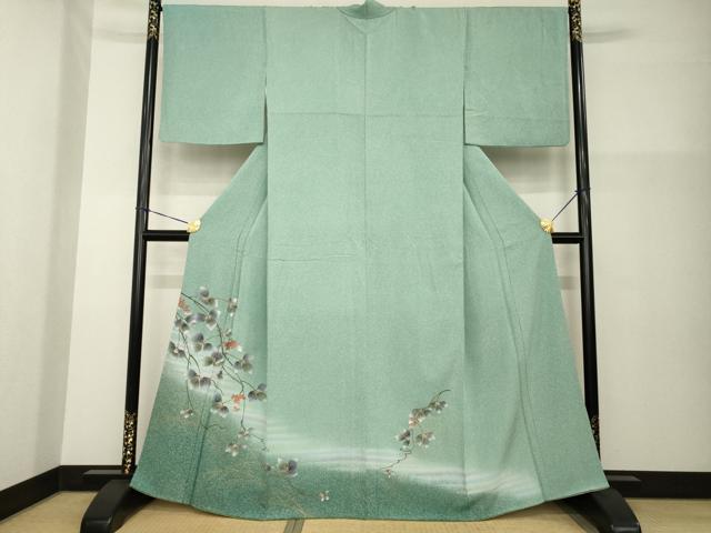 平和屋着物●訪問着　枝葉文　暈し染め　正絹　逸品　AABG4065ck