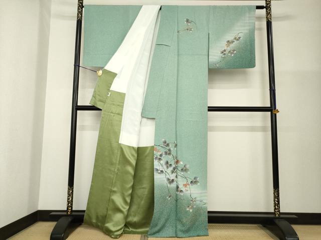 平和屋着物●訪問着　枝葉文　暈し染め　正絹　逸品　AABG4065ck