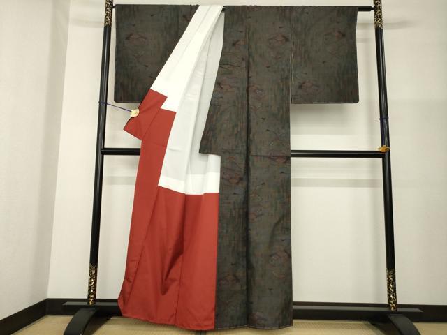 平和屋着物●本場大島紬　カタス9マルキ　花文箱文　正絹　逸品　未使用　AABG4066ck