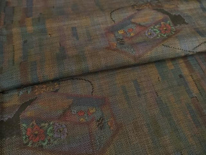 平和屋着物●本場大島紬　カタス9マルキ　花文箱文　正絹　逸品　未使用　AABG4066ck