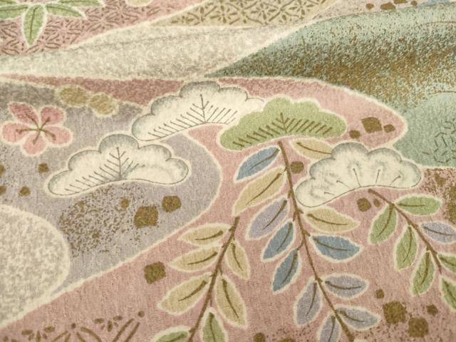 平和屋着物●上質な小紋　辻が花　流水花文　金彩　正絹　逸品　AABG4068ck