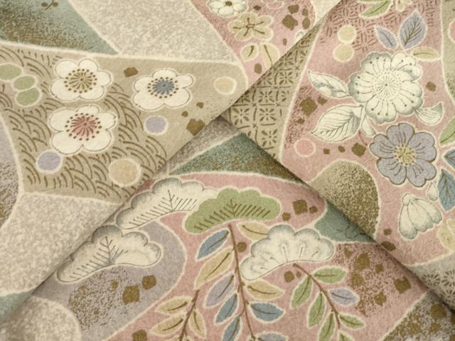 平和屋着物●上質な小紋　辻が花　流水花文　金彩　正絹　逸品　AABG4068ck
