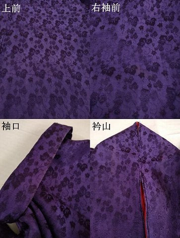 平和屋着物●アンティーク　大正ロマン　色無地　蔦草地紋　葡萄色　正絹　逸品　AABG4069ck