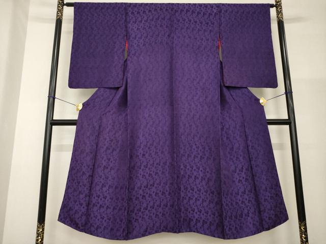 平和屋着物●アンティーク　大正ロマン　色無地　蔦草地紋　葡萄色　正絹　逸品　AABG4069ck