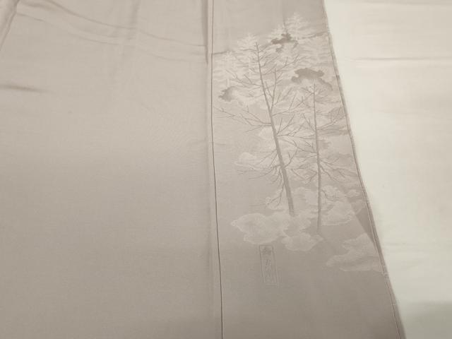 平和屋着物●無地絵羽訪問着　樹林地紋　薄柿色　正絹　逸品　AABG4072ck