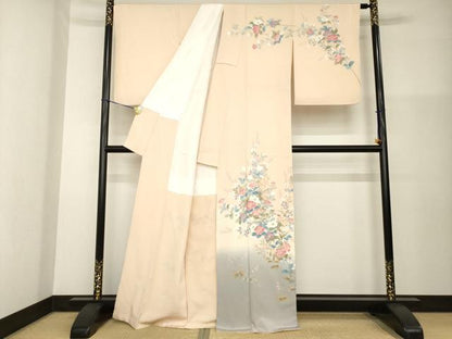 平和屋着物●訪問着　友禅　作家物　枝花文　正絹　逸品　AABG4073ck
