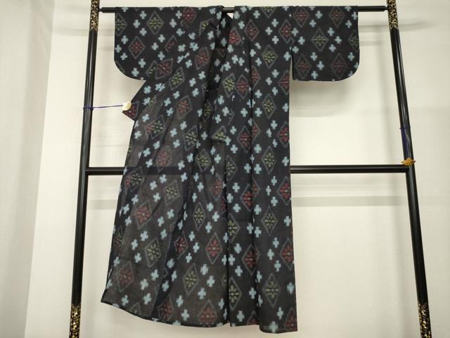 平和屋着物●久留米絣　単衣　綿　逸品　AABG4074ck