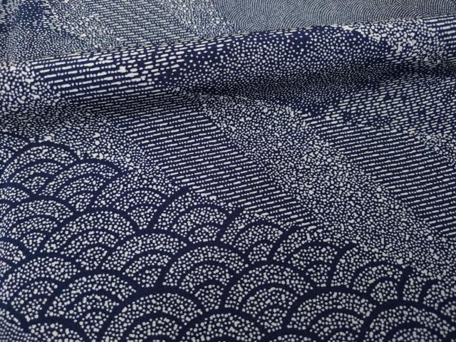 平和屋着物●江戸小紋　藍　流水文　正絹　逸品　AABG4076ck