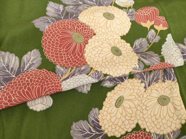 平和屋着物●アンティーク　大正ロマン　小紋　菊　正絹　逸品　AABG4078ck