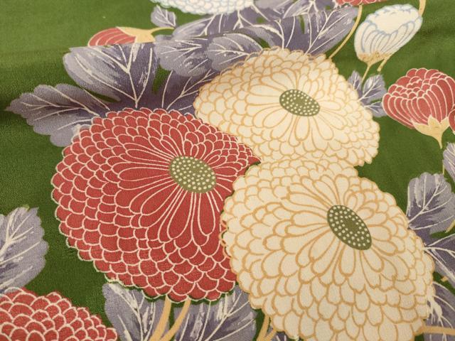 平和屋着物●アンティーク　大正ロマン　小紋　菊　正絹　逸品　AABG4078ck