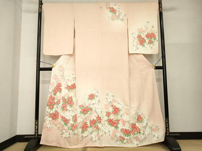 平和屋着物●訪問着　手描き　草花文　正絹　逸品　AABG4079ck