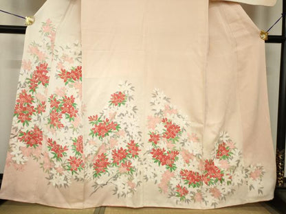 平和屋着物●訪問着　手描き　草花文　正絹　逸品　AABG4079ck