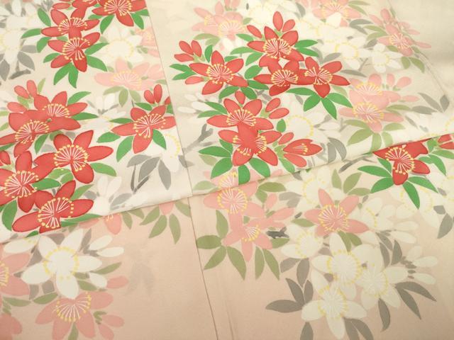 平和屋着物●訪問着　手描き　草花文　正絹　逸品　AABG4079ck