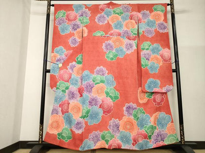 平和屋着物●名門　藤娘きぬたや・総絞り　振袖　舞花文　正絹　逸品　AABG4080ck