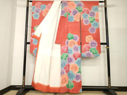 平和屋着物●名門　藤娘きぬたや・総絞り　振袖　舞花文　正絹　逸品　AABG4080ck