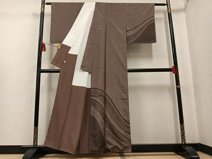 平和屋着物●訪問着　本場大島紬　染大島　流水文　正絹　逸品　AABG4088ph